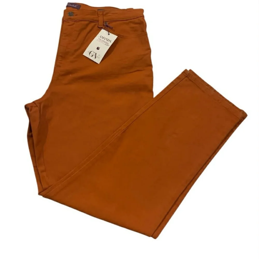 Gloria Vanderbilt Amanda Jeans 18 Average Terracotta Orange Slimming‎ Tapered